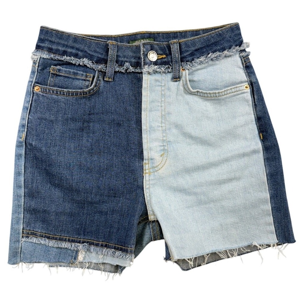 Wild Fable Two Tone Colorblock Denim Shorts High Rise Raw Hem Blue Size 0
